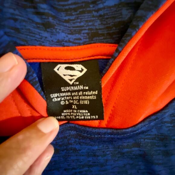 NWOT DC Comics Superman Kids Hoodie - Navy & Red - Picture 2 of 5